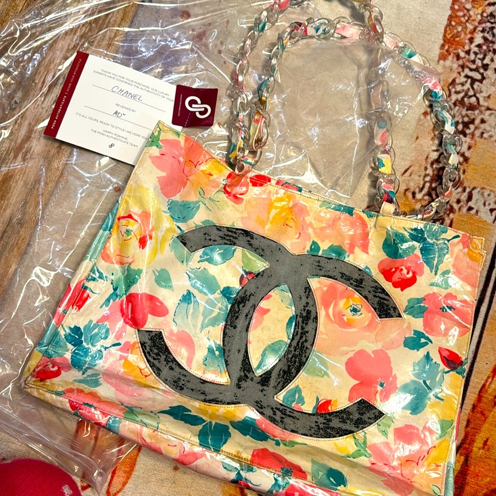 Vintage Chanel floral tote
